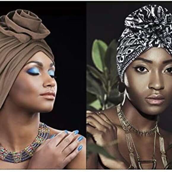 Women Turban Headwrap Cotton 6 Pack Colorful African Pattern Pretied Knot - Picture 5 of 6